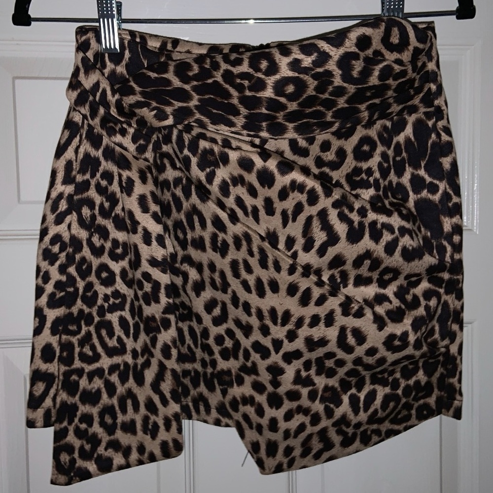 Leopard High Waist Skirt w/ Sash by At Piece- NWOT